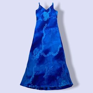 Tropical Blue Hawaiian Maxi Dress